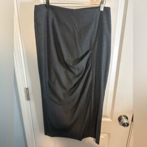 Brunello Cucinelli Charcoal grey draped midi Skirt size 8 EUC LIKE NEW